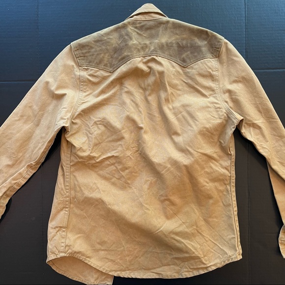 Filson-Levis Western Sawtooth TAN Shirt/Jacket S Oil Cloth Yoke Trucker Shacket - Picture 5 of 7